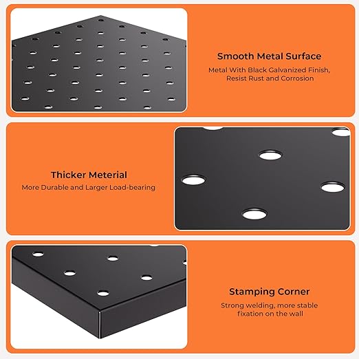 INCLY 4 Pack Peg Board, 12"x24" Upgrade Heavy Duty Metal Pegboard Panels, Black Pegboard Wall Organizer, Peg Board Panels for Walls Home, Garage Tools Storage, Shed, Craft Room, Office, Kitchen