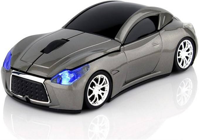 MGbeauty USB Wireless Mouse Sports Car Mouse Ergonomic Computer Cordless Optical Mice with LED Flash Light