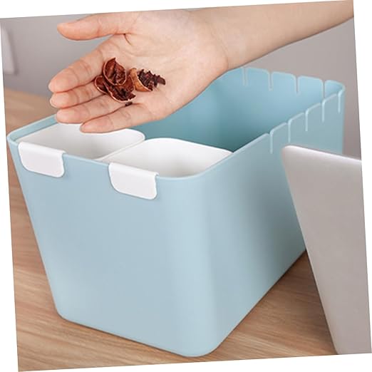 SOLUSTRE Slim Desk Waste Bin Trash Can for Desk Material Dry Wet Separation Bin Desktop Garbage Can