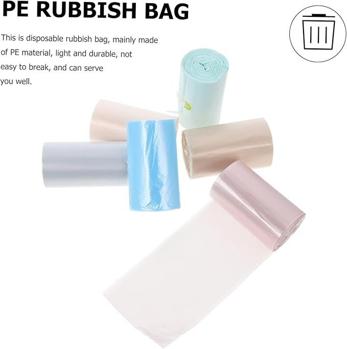 Gatuida 180pcs Desktop Trash Can Pe Rubbish Bags Small Wastebasket Bags Lid Slim Garbage Bin