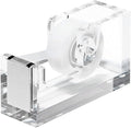 OfficeGoods Acrylic Tape Dispenser – Modern Desk Organizer for Office Supplies, Heavy Duty Refillable Tape Holder for Home and School Crafting, Stylish Desktop Accessory for Gift Wrapping, Silver