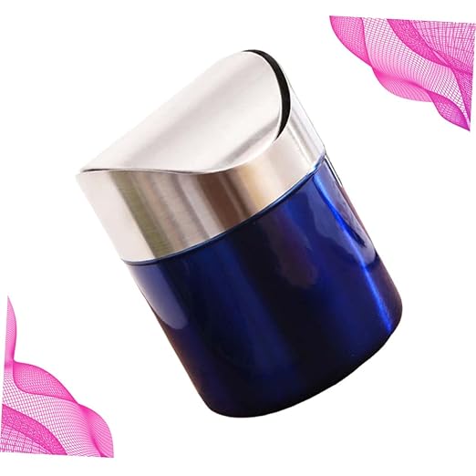 SOLUSTRE Desktop Trash Can Stainless Steel Garbage Can Compact Easy to Move for Bathroom Laundry Room Kitchen