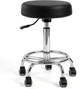 Adjustable Rolling Stool with Wheels & Footrest, 485lb Capacity Drafting Stool Chair, Swivel Salon Spa Tattoo Medical Office Chair, Black