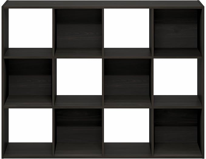 Furinno PELLI Book Shelf, 12-Cube Bookshelf, Cube Storage Organizer Bookcase, 11.7 x 47.6 x 36, for Living Room, Bedroom, Home Office, Espresso