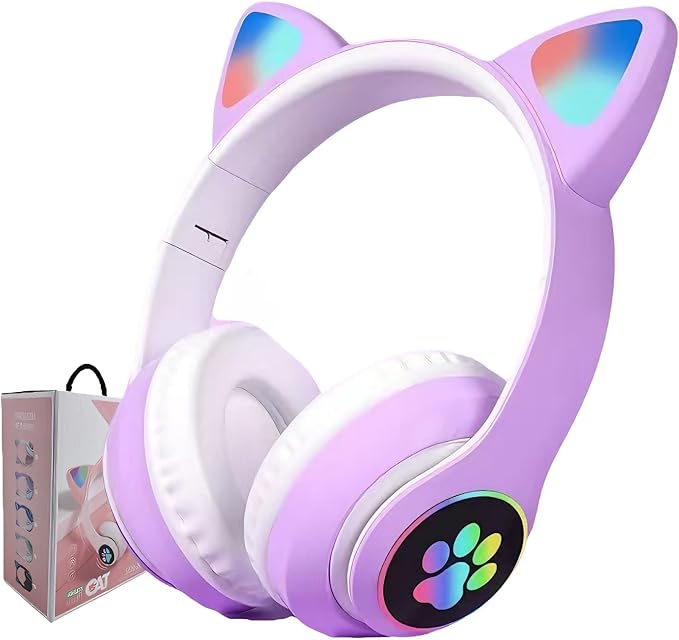 Kids Bluetooth Headphones, Kids Wireless Headphones with Microphone, HiFi Stereo Foldable Lightweight Headset (Lilac)