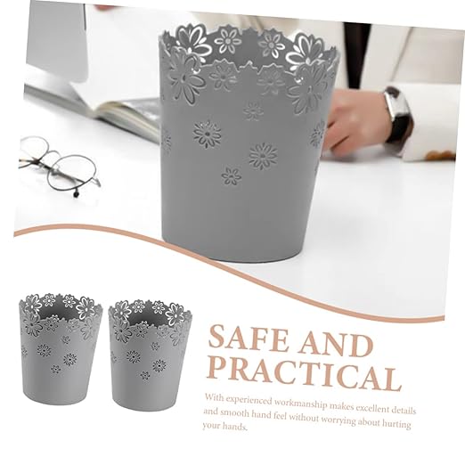 SOLUSTRE 2pcs Slim Garbage Can Desktop Trash Cans Dual Compartment Countertop Storage Bin
