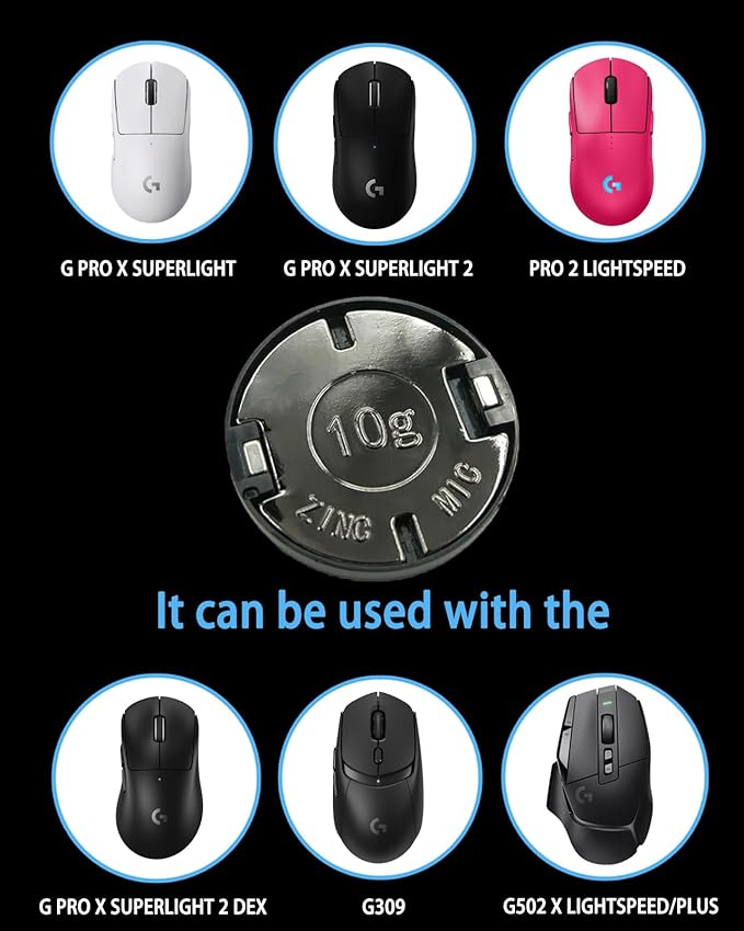 The Mouse Balance Tuning Weight (Standard 10g), Mouse Weight, for Logitech G Pro X Superlight/G Pro X 2 Superlight/G502 X Lightspeed/G502 X Plus Lightspeed Wireless Gaming Mouse