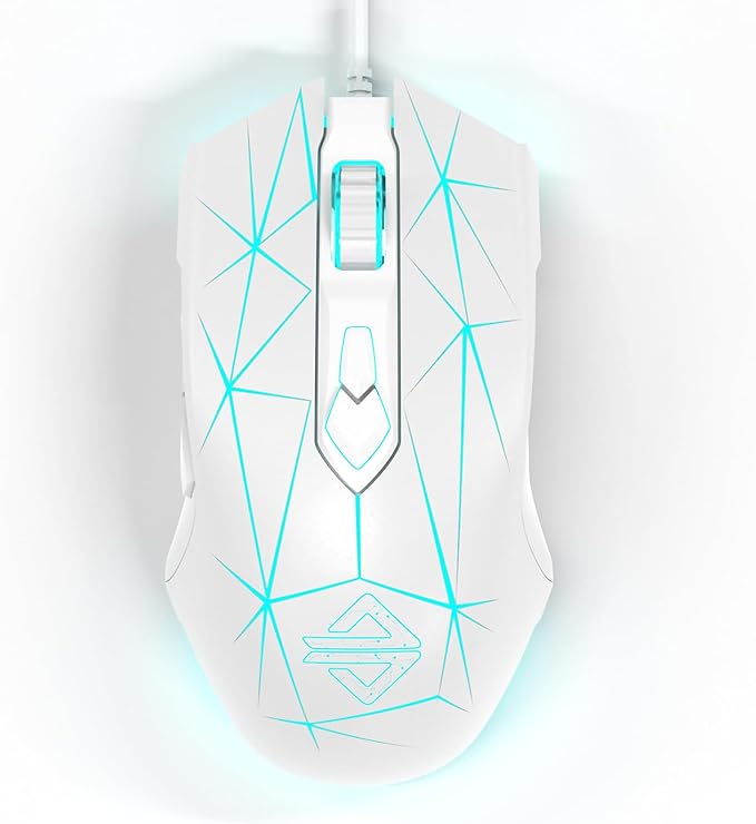 FELICON RGB Lightweight Gaming Mouse, Programmable 7 Buttons, Ergonomic LED Backlit USB Gamer Mice Computer Laptop PC, for Windows Mac OS Linux(Star White)