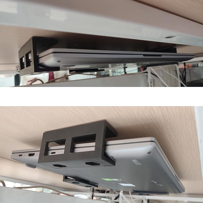 PIAOLGYI 3 Pcs Plastic Under Desk Laptop Holder Mount with Screw,Under Desk Laptop Mount Bracket,Add On Under Table Laptop/Keyboard Storage（3 Pcs）