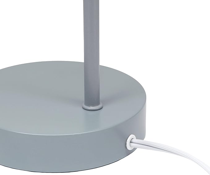 Simple Designs LD1080-GRY 16" Sleek Essentials Modern Industrial Metal Desk Lamp with Clear Glass Shade, for Office, Desk, Nightstand, Dorm, Gray
