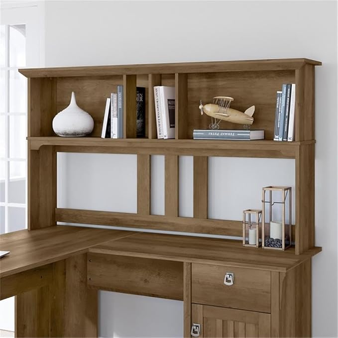 Bush Home Salinas 60W Hutch for L Shaped Desk in Reclaimed Pine
