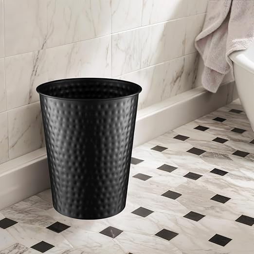 Monarch Abode Hand Hammered Metal Desk Wastebasket – Black