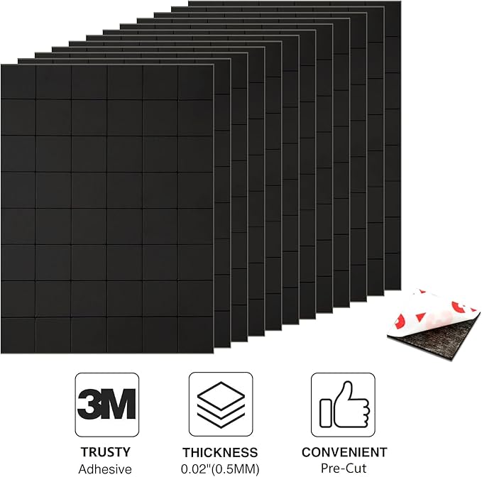 Pre-Cut Magnet Tape Strip,Thin Magnetic Squares with Self Adhesive(576PCS 3/4" x 3/4"),Sticky Magnets for Classroom/Family Activities,Peel and Stick ONLY for Cards/Picture/Paper (20mil Magnet)