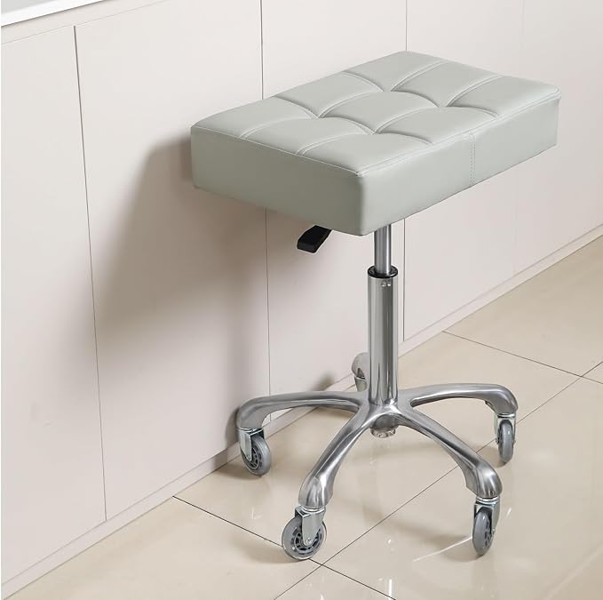 Kaleurrier Heavy Duty Stools with Wheels 400lb Backless Height Adjustable Stool - Rolling Stools Swivel Chair for Counter Bar Salon Office Home Kitchen Lab Clinic (Rolling Casters, Grey)