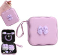 Charger Cover Storage Bag, Cute 3D Bow Tie Waves Design Charger Protector Travel Storage Case, Earphone Wire Saver Cable Cord Organizer Wireless Earphone Storage Box, Purple Bow