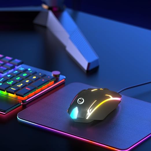 GAME PUNK Phantazma Wired Gaming Mouse with RGB LED Lights, Ergonomic USB Computer Mouse for PC Laptop Windows Mac Linux PS4 PS5 Xbox, High-Precision Optical Sensor Up to 1,500 DPI
