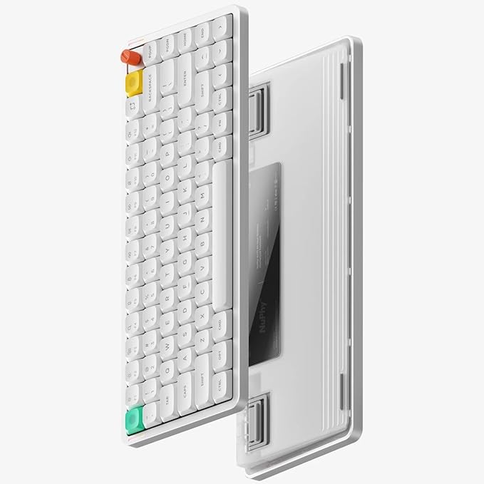 nuphy Air75 V3 Hot Swappable Wireless Mechanical Keyboard, 84 Keys 75% Custom Low Profile Keyboard with Knob, RGB Backlit, Gasket Mounted, Support Bluetooth/2.4GHz/USB-C,White-Red Nano