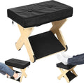 Double Step Foot Rest Under Desk, Ergonomic Wood Foot Stool with PU Cushion Top, Desk Foot Rest for Office Chair, Under Desk Footrest Stool for Work, Leg Rest Support (Natural Wood)