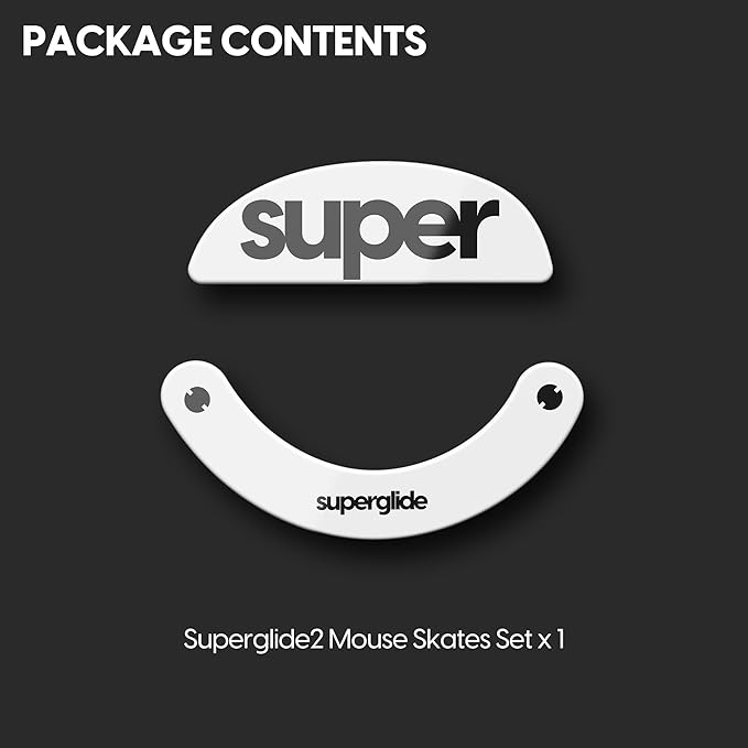 Superglide2 - New Controllable Speed Textured Surface Smoothest Mouse Feet/Skates Made with Ultra Strong Glass Smooth and Durable Sole for Xlite v2 & v3 & v3 ES Wireless Gaming Mouse (Type-C, White)