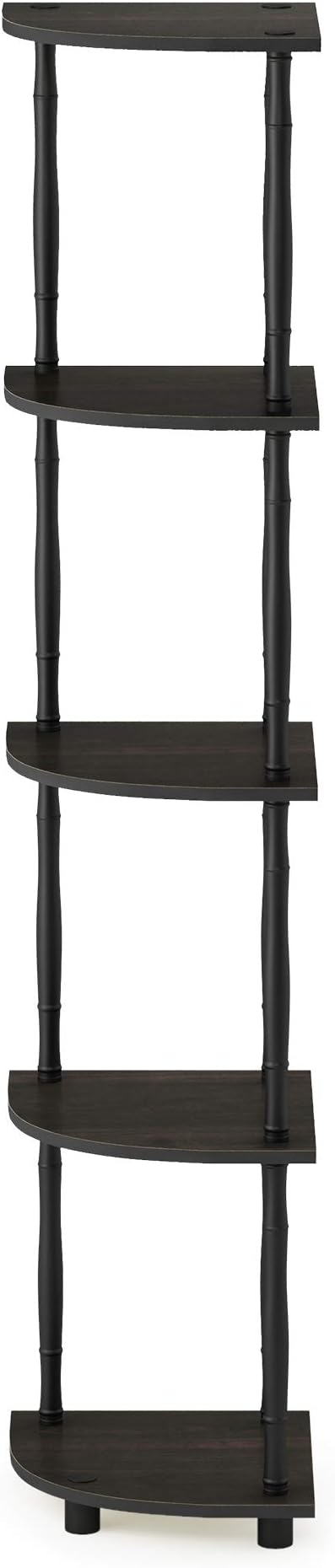 Furinno Wire Book Shelf, 5-Tier Industrial Style Metal Frame Bookcase, Display Shelf, 16 Wide, Finn Oak