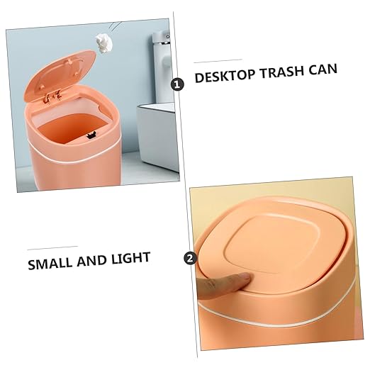 1pc Slim Desktop Waste Bin Garbage Barrel Mini Trash Can Lid for Bathroom Kitchen Study Unique Shape Quality Performance