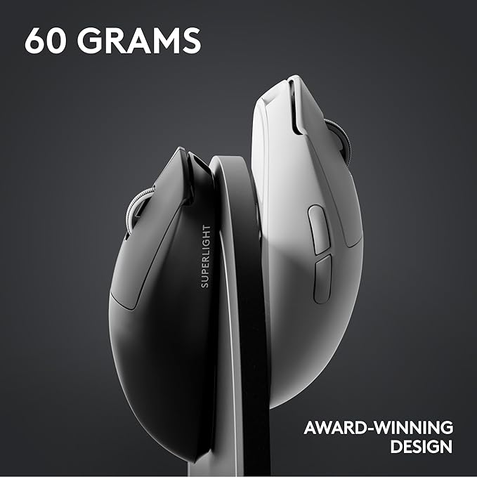 Logitech PRO X Superlight 2 Wireless Gaming Mouse, White | Ultra-Lightweight, Hero 2 Sensor, 44k DPI, 5 Programmable Buttons, Lightspeed Wireless, PC/Mac | with Signature Series Charging Dock