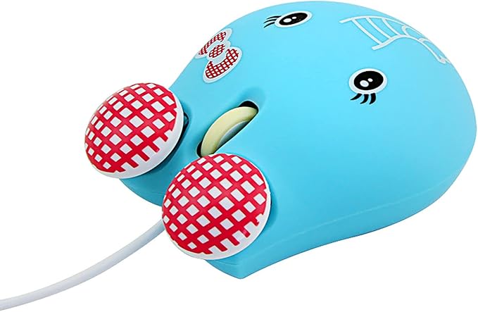 Sokelinn-six Wired Cute Mouse, USB Wired Mause for Kids with Lovely Cartoon Shaped, 1600PDI 3 Buttons Ergonomic Mini Mice for PC Laptop Desktop (Blue Elephant)