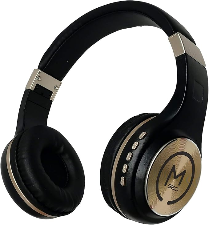 Morpheus 360 Bluetooth Headphones, Wireless Headphones Over Ear, Wireless Headset with Microphone, Black with Gold Accents, Comfortable Design HP5500G