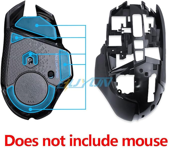 New Grip Tape Case Top Case Shell Mouse Housing Framework Cover with Mice Feet Sticker Replacement for Logitech G502 Wireless Gaming Mouse