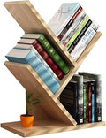 VOVCIG Tree Bookshelf 3 Shelf Desktop Organizer Y Shaped Office Storage Rack Adjustable Wood Display Shelf Small Bookshelf for Bedroom Home Office(Light Yellow)