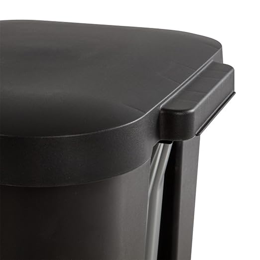 Sterilite 11.9 Gallon Rectangular Step On Kitchen Plastic Indoor Wastebasket with Wide Opening Lid and Comfort Handle for Home, Black (12 Pack)