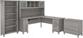 Bush Furniture Somerset 72W L Shaped Desk with Hutch, Lateral File Cabinet and Bookcase in Platinum Gray | Computer Table for Home Office