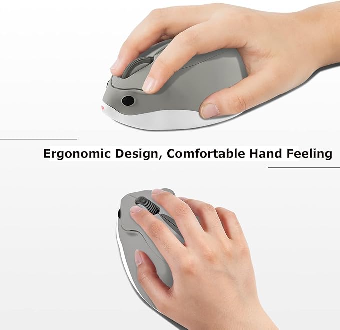 Wireless Mouse Bluetooth Cute Hamster Shape Kawaii Fun Portable Silent Lightweight Quiet Cordless Gaming Mice for PC Laptop Computer Mac iPad Pro MacBook Pro/Air Kids Boys Girls Women Men Gift
