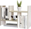 TY ARTS & CULTURE - Expandable Wood Desktop Storage Organizer Multipurpose Desk Bookshelf Display Shelf Rack Counter Top Bookcase for Office Home | Natural Beige