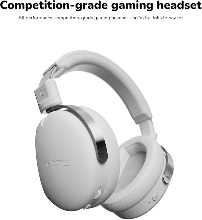 Hyte Eclipse HG10 Wireless Gaming Headset, 2.4 GHz Wireless Performance, USB-C, Detachable Mic, 30 Hour Battery, for PC, PS4, PS5, Switch Grey