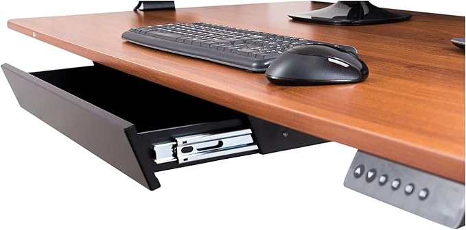 Stand Up Desk Store Add-On Office Sliding Under-Desk Drawer Storage Organizer for Standing Desks | Requires 14" of Front to Back Clearance Beneath Desks and Tables (Black)
