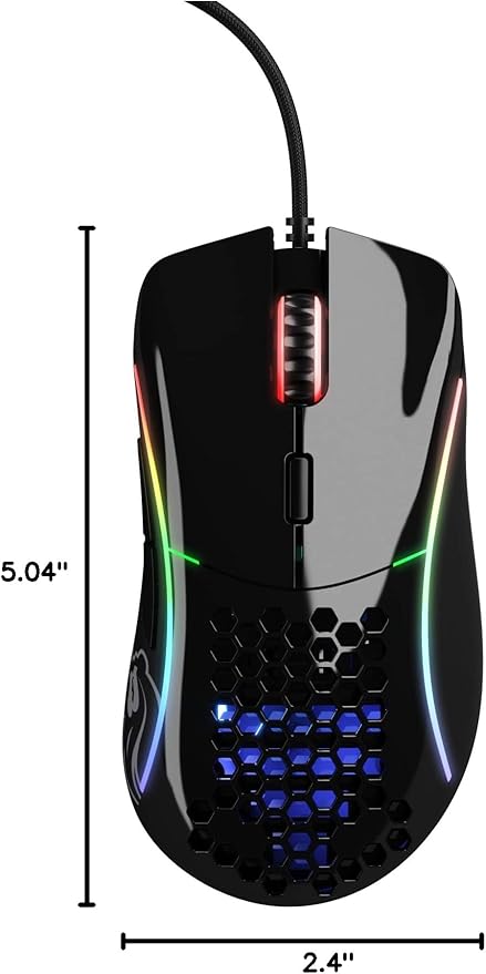 Glorious Gaming Mouse - Glorious Model D Honeycomb Mouse - Superlight RGB PC Mouse - 68 g - Glossy Black Wired Mouse