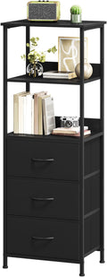 Somdot 5 Tier Bookshelf with Drawer, Tall Bookcase with Shelves, Bookshelf Desktop Organizer, Display Standing Shelf Units for Living Room, Bedroom, Study Room,Black