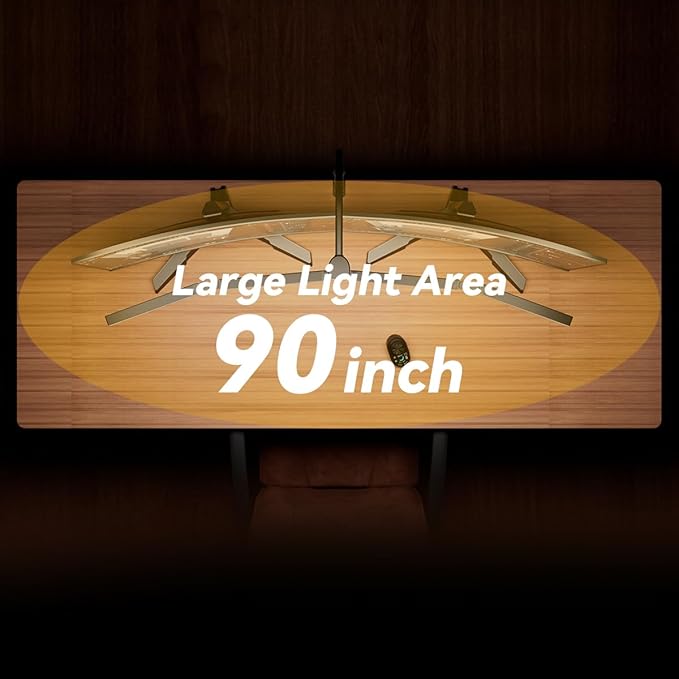 Adjustable LED Desk Lamp – Stepless Dimming & Color Temp Remote Control, Eye-Caring 4 Large Light Souce, Flexible Neck, Clamp, 5 Lighting Modes for Reading, Computer, DIY (Black)
