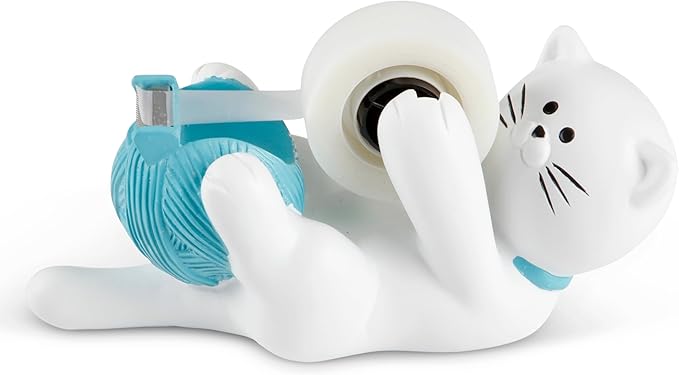 Chapman & Grand Kitty Cat Tape Dispenser (White/Turquoise), Patented