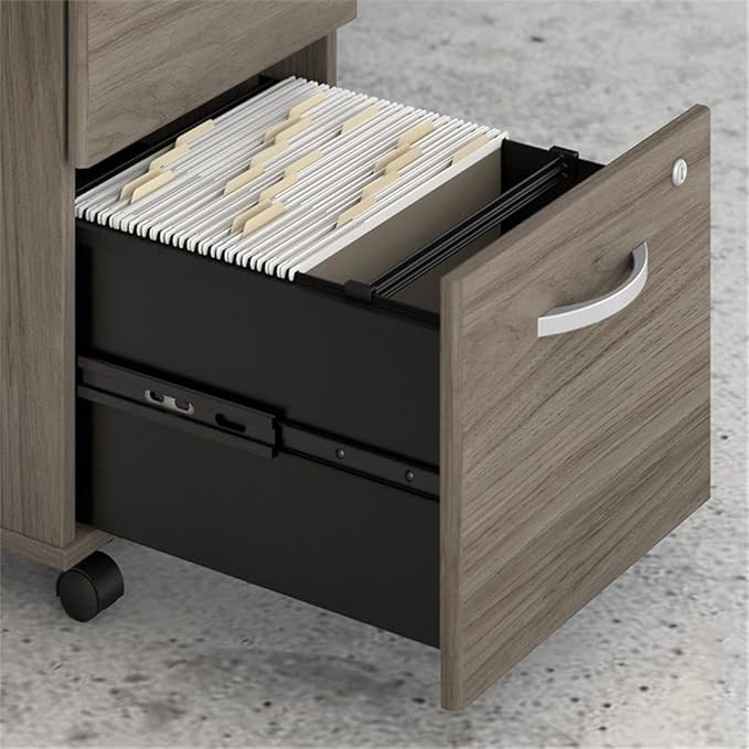 Bush Business Furniture Studio C Office Desk with Mobile File Cabinet, 60W x 30D, Modern Hickory