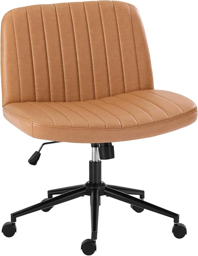 OLIXIS Wide Criss Cross Swivel Desk Chair – Brown