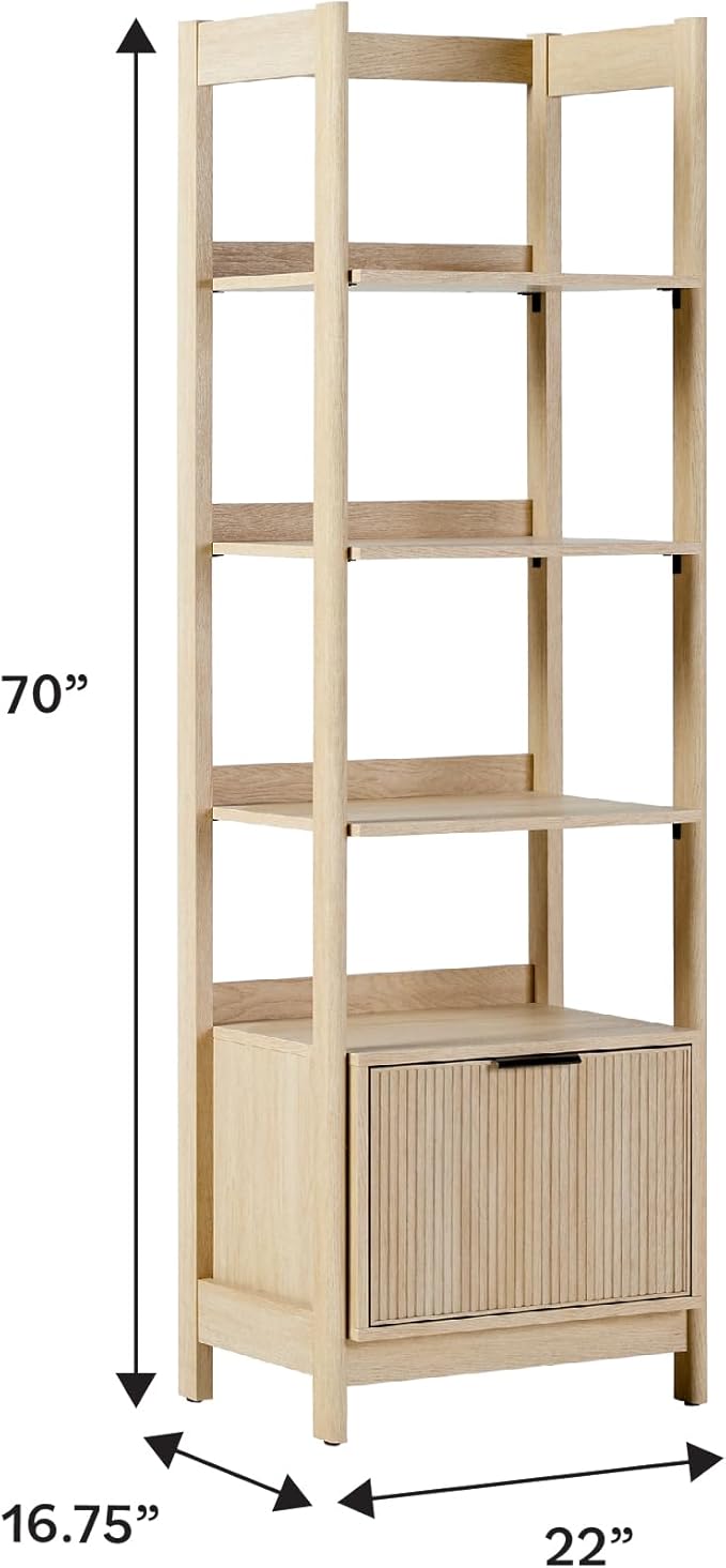 Walker Edison Transitional 3-Piece Writing Desk with 1 Narrow Bookcase and 1 Wide Bookcase, Set of 3, Coastal Oak