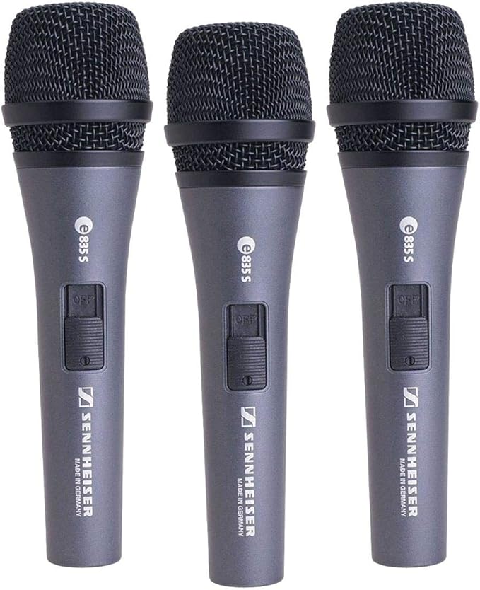 Sennheiser E 835-S Live Vocal Microphone with On Off Switch - 3-Pack,Black
