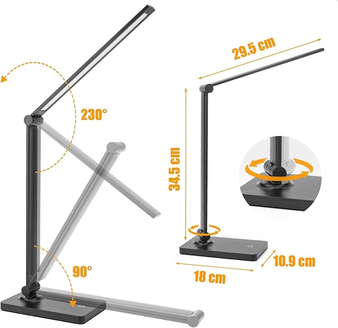 DWEPTU Desk Lamp LED Desk Lamps Eye-Caring Desk Lamps Lamps Dimmable Office Lamp with USB Port Touch Control for Home Office Student Dormitory (USB Plug-in Desk Lamp)
