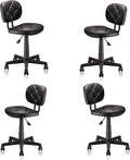 KLASIKA Rolling Stool Chair with PU Leather Backrest and Adjustable Height for Computer Home Standing Desk 4 Pack