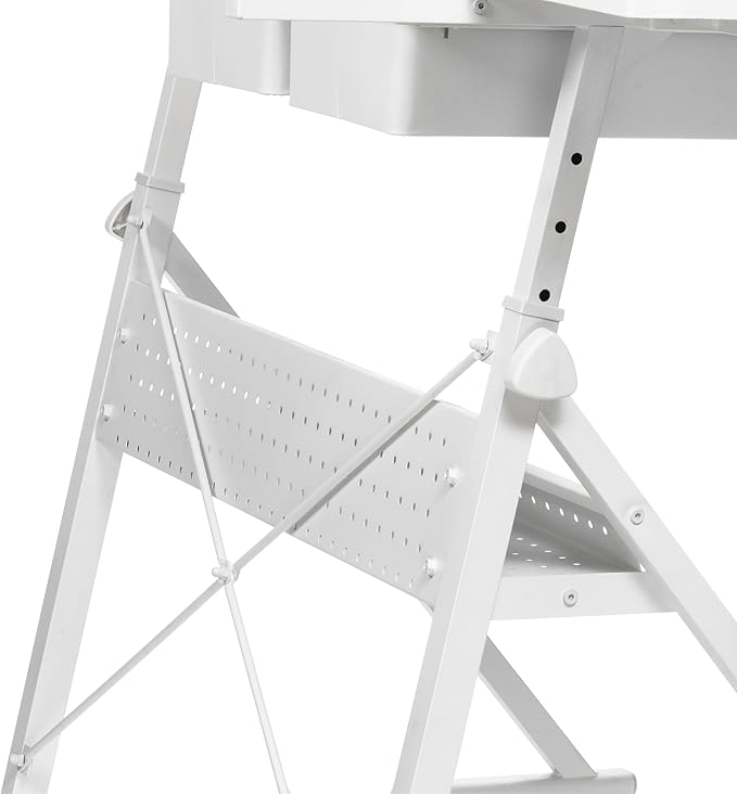 Artist's Loft Artists Loft Desk, Tilting Glass Top Adjustable Drafting Table, White, 55.9" x 23.6", 1-Pack