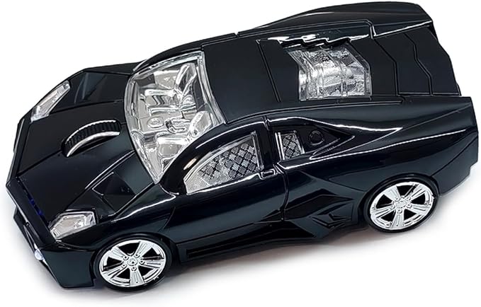 Wireless Sports Car Shaped Mouse Computer Mice Optical 2.4GHz with Headlight 1600DPI for PC Laptop MAC (Black)