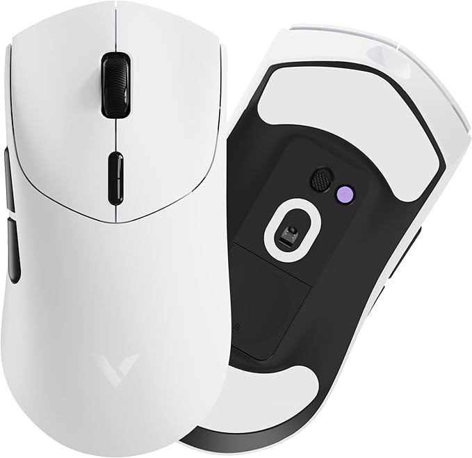 Rapoo VT MAX Lightweight Wireless Gaming Mouse, PAW3950 Ultimate Sensor,750H Battery Life, 8K Polling, 45K DPI, Dual-Mode 2.4G/USB-C, Esports Grade Performance Mouse for PC/Mac (VT7 MAX, White)