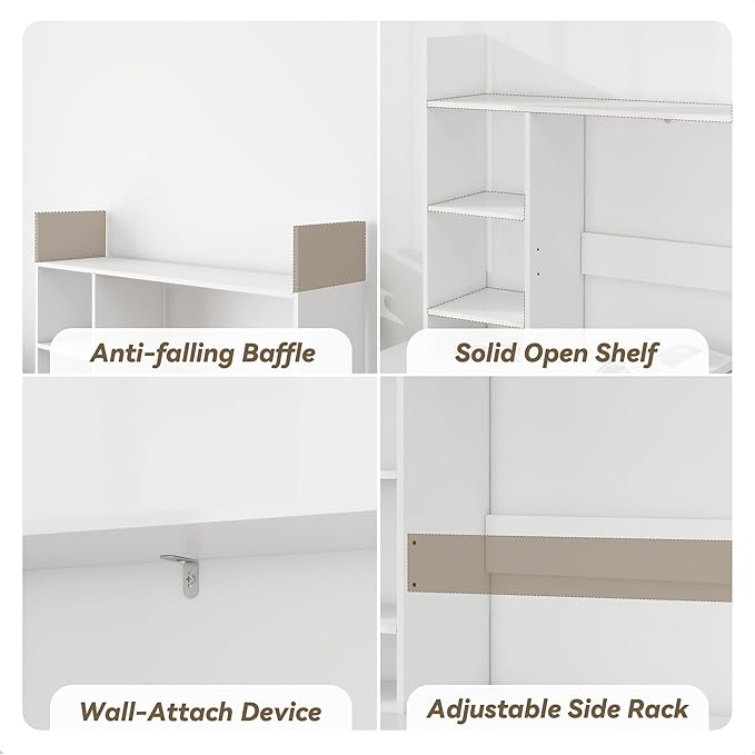 FTZxHKLX Desk Shelf, 37.4’’ Wooden Desktop Organizer Shelf, 3 Tier Desk Display Rack, Desk Hutch with 3 Shelves for Computer Monitor, Multipurpose Desktop Bookshelf for Home Office Dorm, White